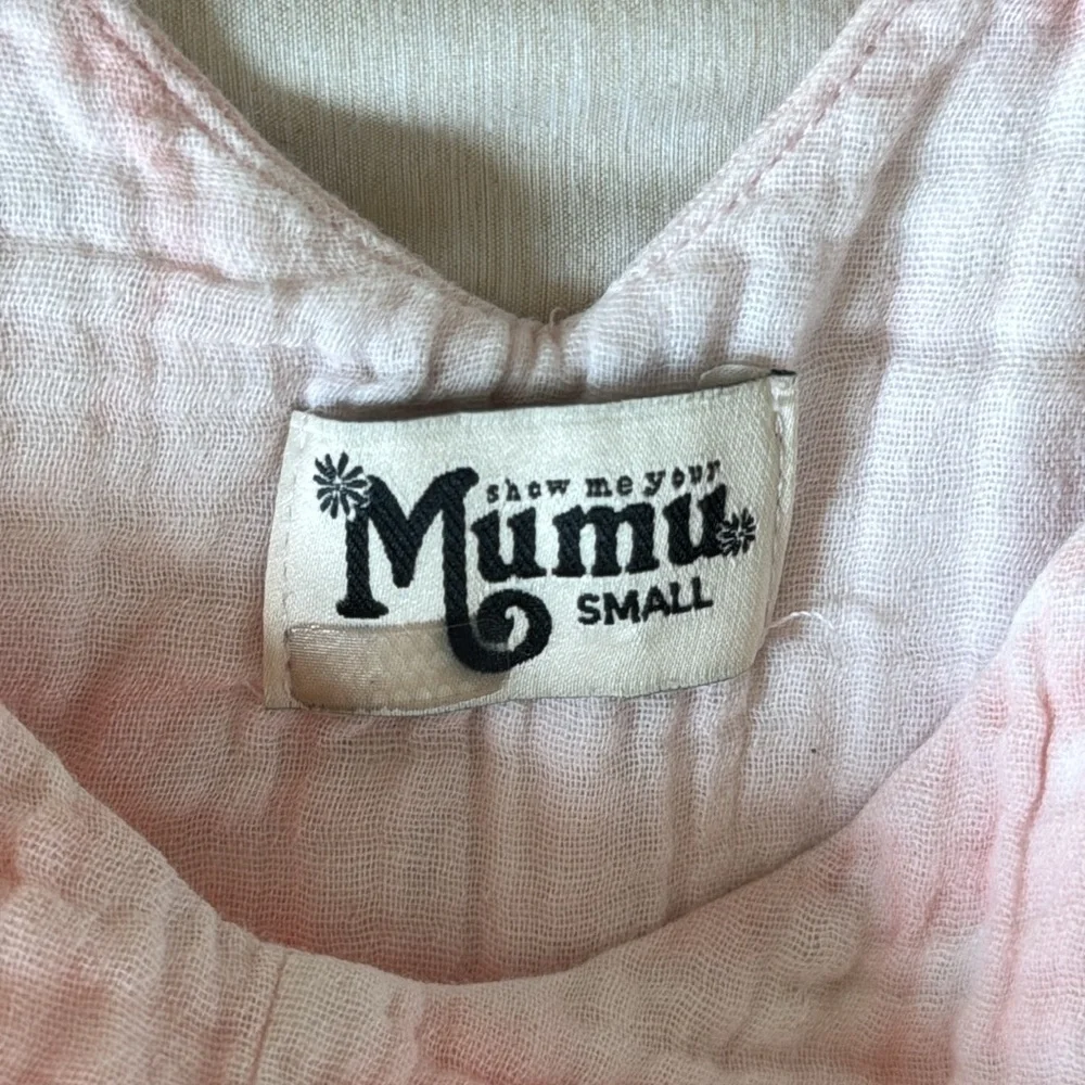 Show Me Your Mumu Cream and Pink Tilda Twisted Tie Dye Gauze Romper - Size S - Picture 6 of 7